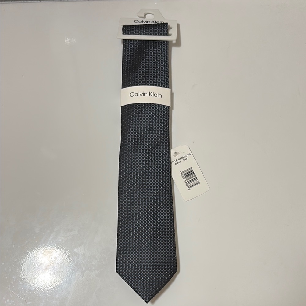 Calvin Klein Black Geometric Silk Tie